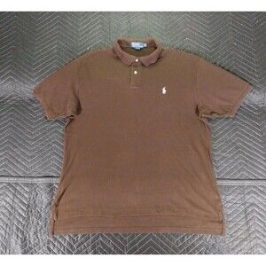 Vintage Polo Ralph Lauren Shirt Mens XL Brown Short Sleeve Embroidered Adult
